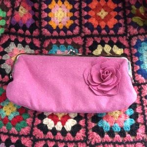 Adorable Pink Clutch with Rosette and Gold Glitter